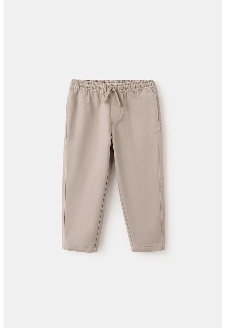 Pantaloni cu model uni si snur de ajustare elastic, Maro taupe