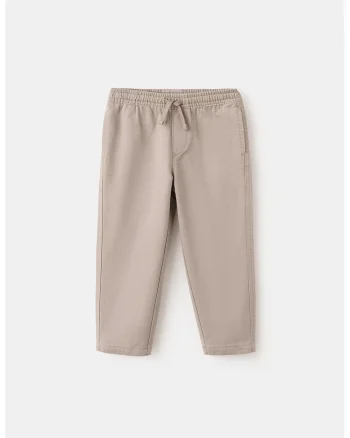 Pantaloni cu model uni si snur de ajustare elastic, Maro taupe