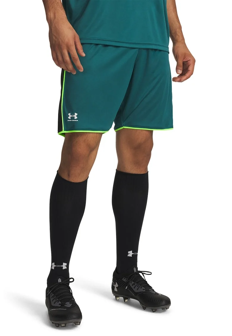 Pantaloni scurti slim fit pentru fotbal Challenger, Negru/Verde electric/Verde feriga