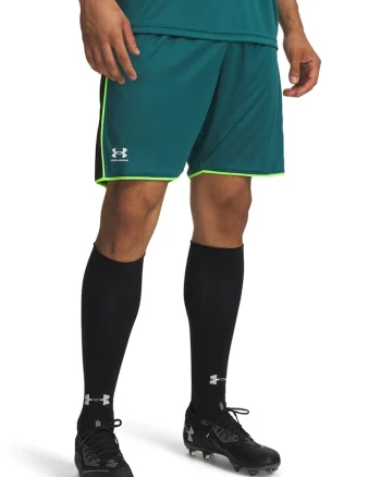 Pantaloni scurti slim fit pentru fotbal Challenger, Negru/Verde electric/Verde feriga
