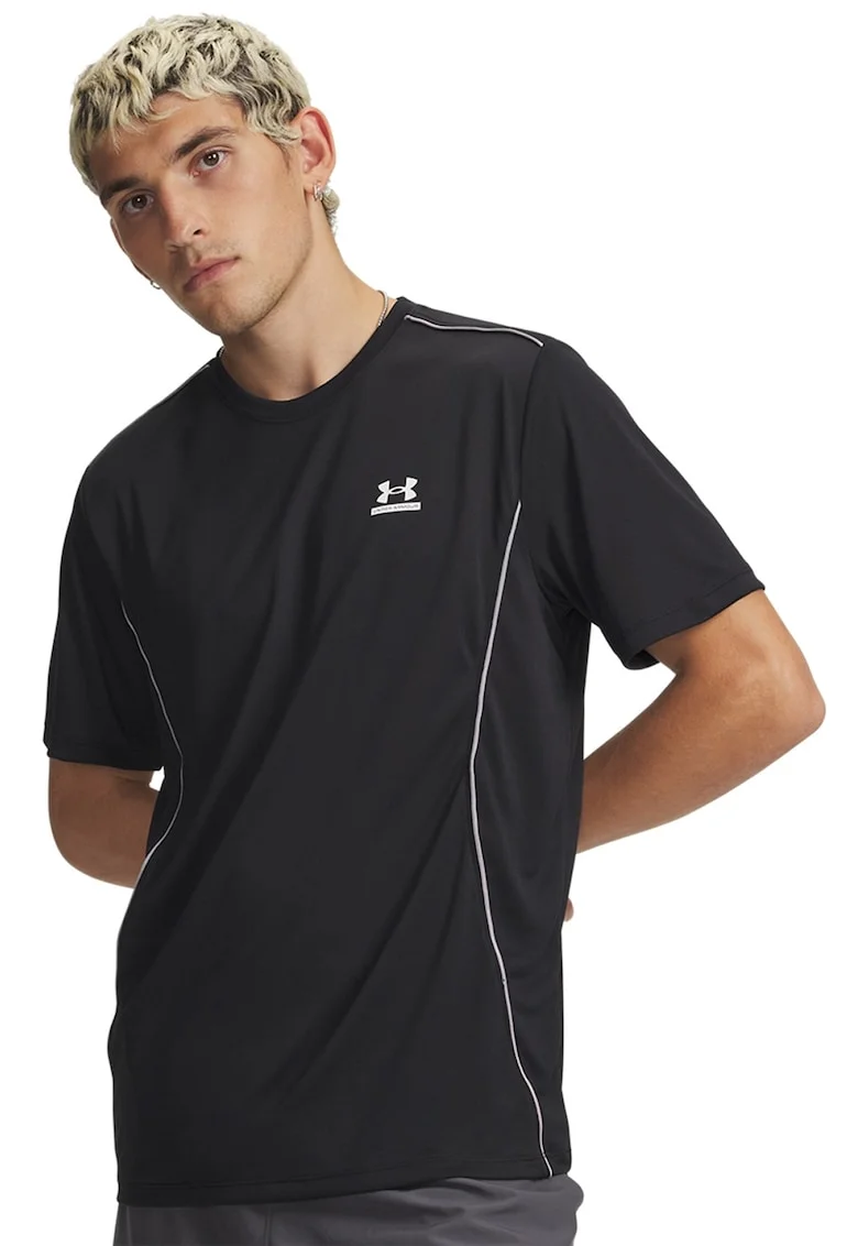 Tricou cu logo, pentru fitness, Negru