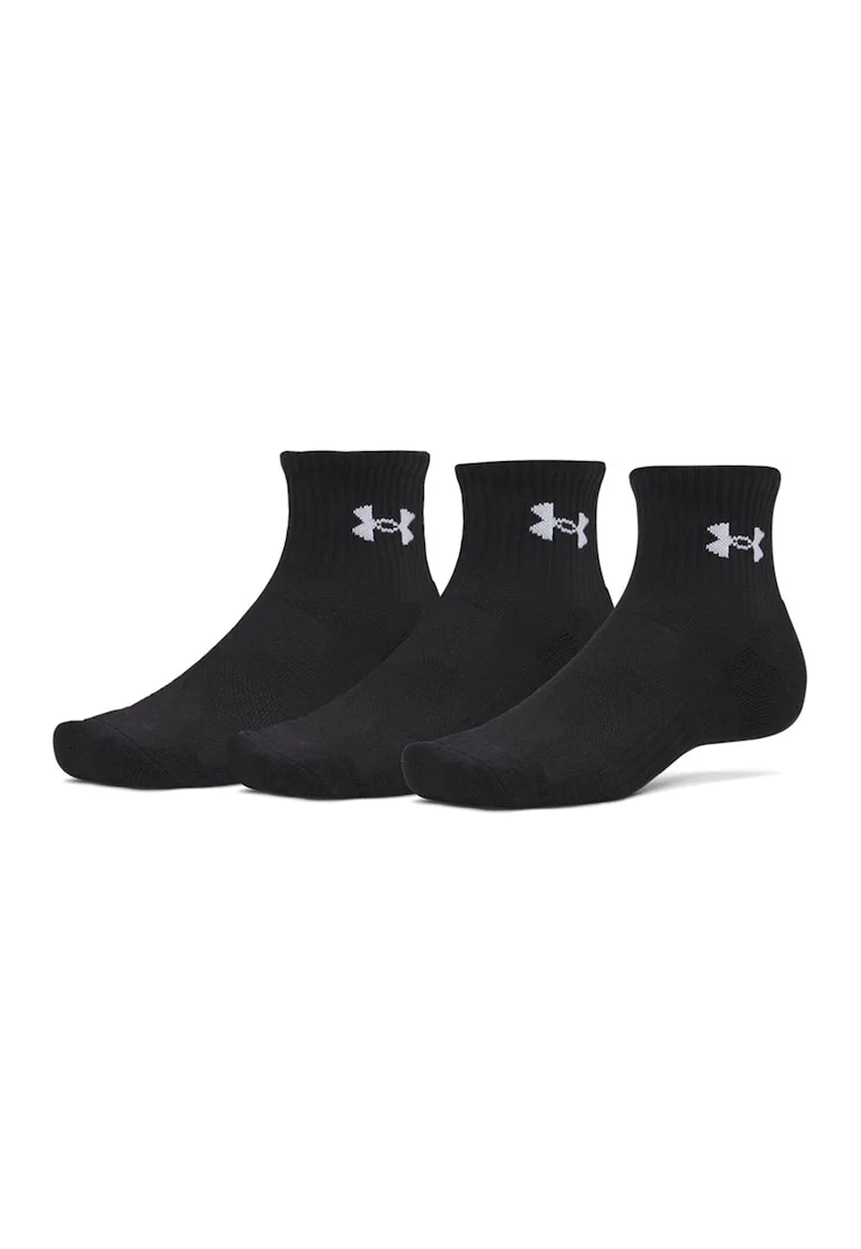 Set de 3 perechi de sosete din bumbac Performance, Negru/Alb optic