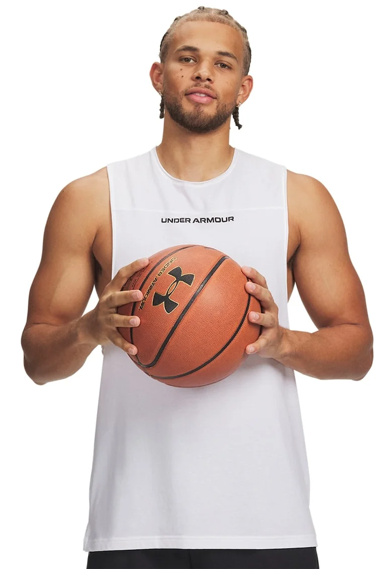 Top din amestec de bumbac, oentru baschet Hoops, Negru stins/Alb optic