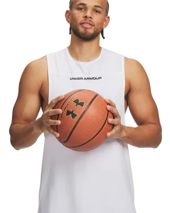 Top din amestec de bumbac, oentru baschet Hoops, Negru stins/Alb optic