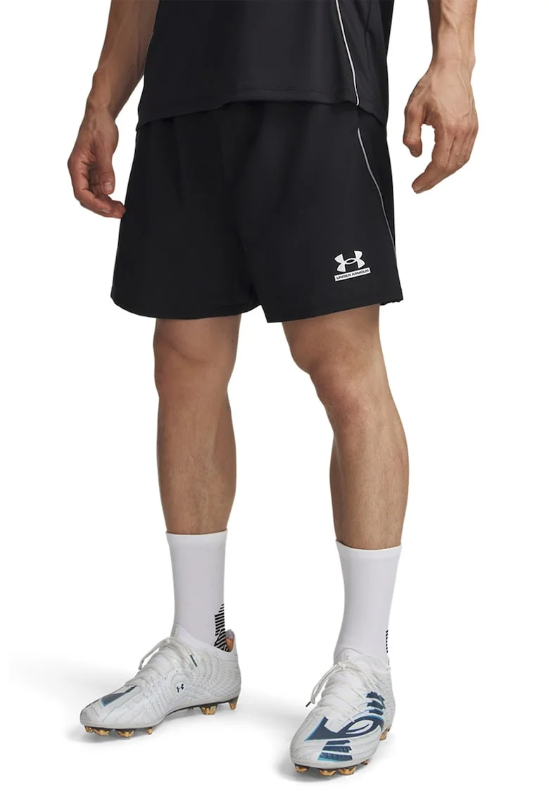 Pantaloni scurti cu imprimeu logo, pentru fitness Tech, Negru