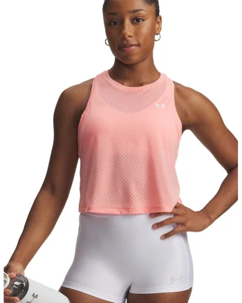 Top cu imprimeu logo, pentru fitness UA Tech™, Roz somon