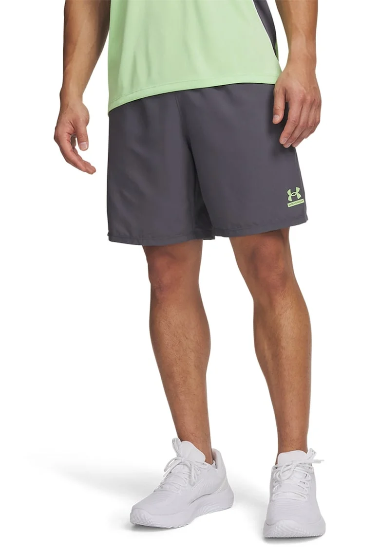 Pantaloni scurti cu imprimeu logo, pentru fitness Tech, Gri antracit