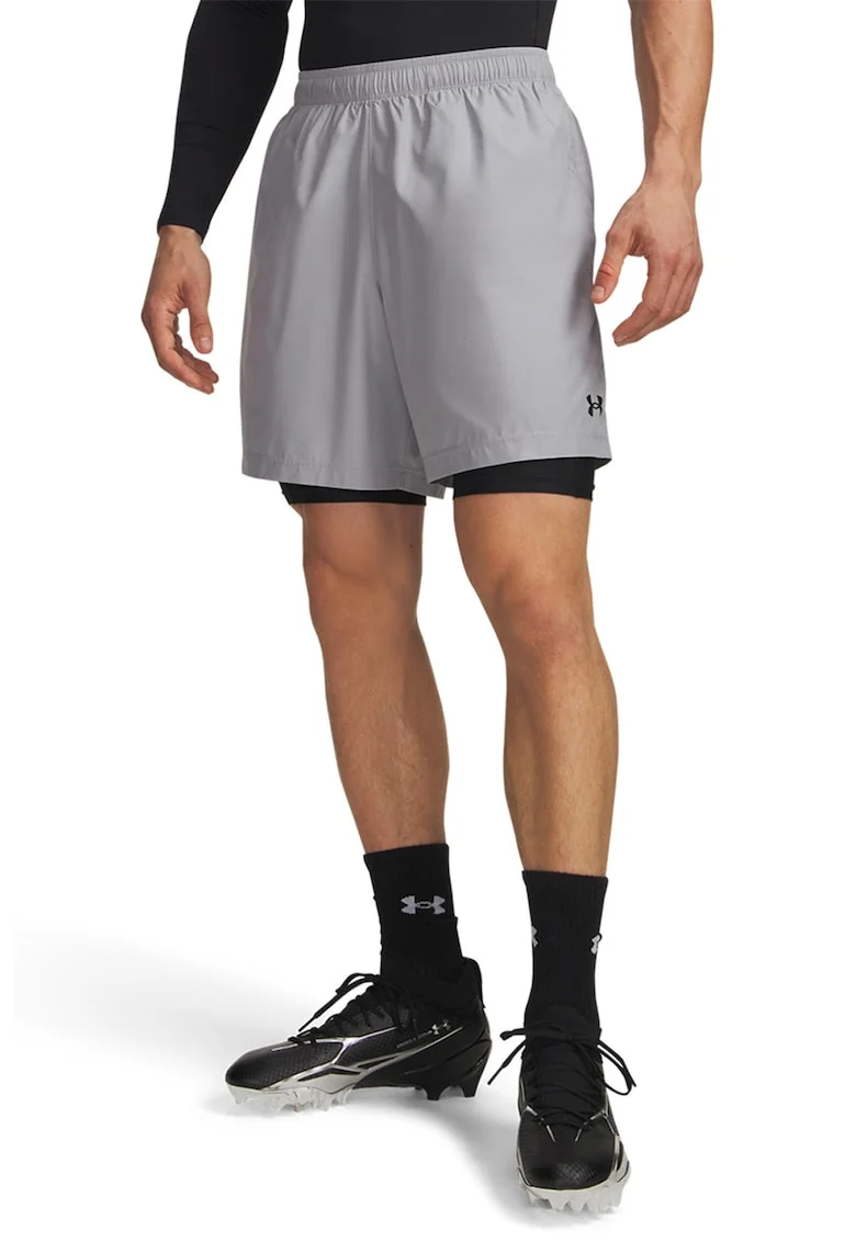 Pantaloni scurti cu aspect tesut, pentru fitness Tech 7in, Negru stins