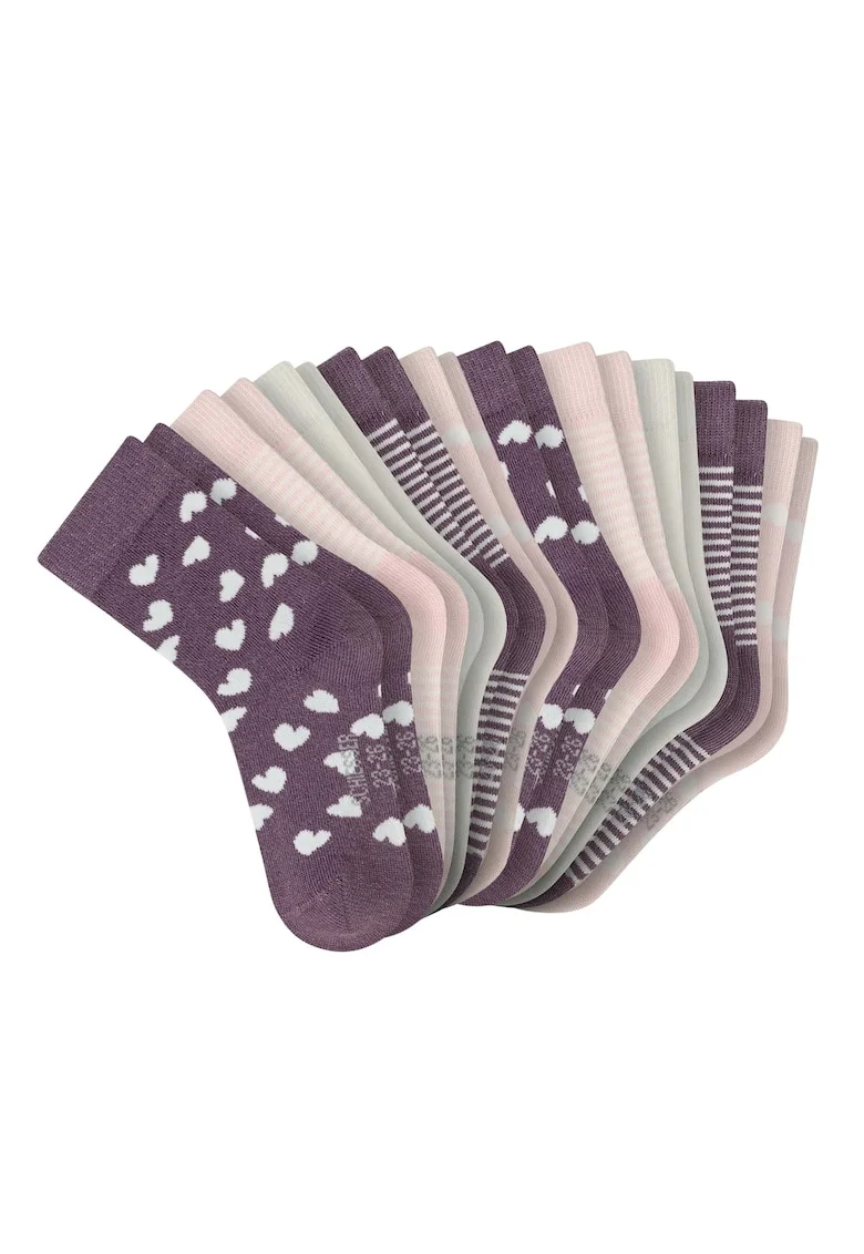 Set de sosete scurte din bumbac cu model - 10 perechi, Violet