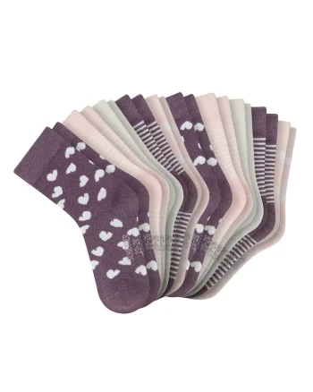 Set de sosete scurte din bumbac cu model - 10 perechi, Violet