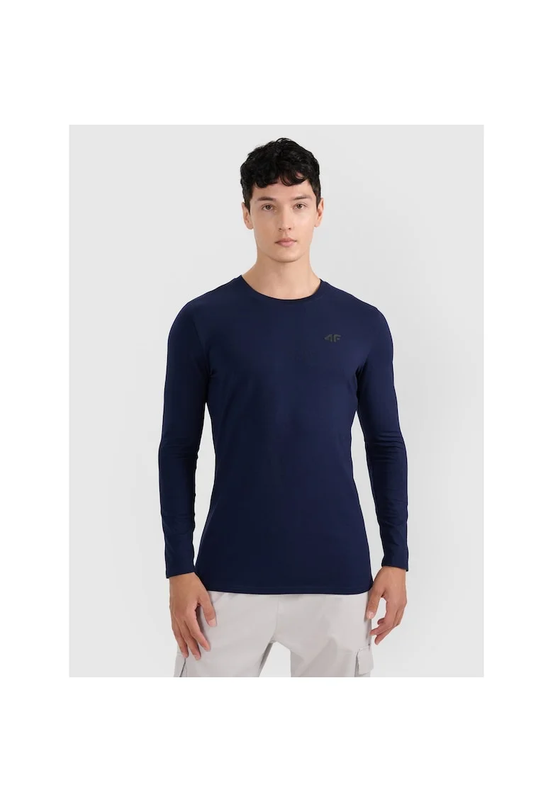 Bluza sport barbati,  maneca lunga, slim, bleumarin, bumbac