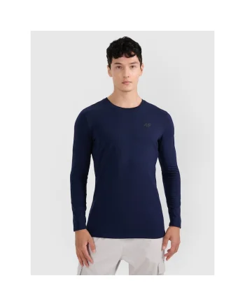 Bluza sport barbati,  maneca lunga, slim, bleumarin, bumbac