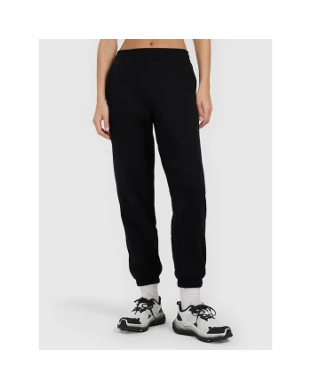 Pantaloni sport dama,  joggeri, talie inalta, negri, tesatura periata