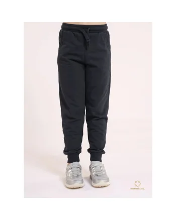 Pantaloni lungi pentru fete, din bumbac, cu buzunare, snur in talie si manseta elastica