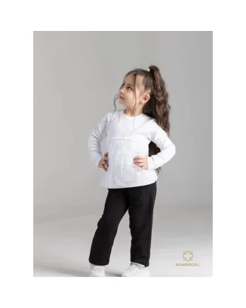 Pantaloni pentru fetite, din bumbac, cu buzunare