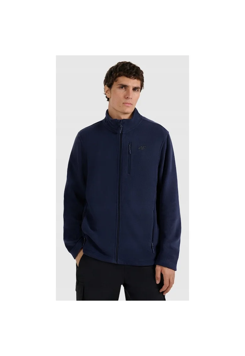 Hanorac sport barbati  regular, guler tip tunica, bleumarin, 4FWarm