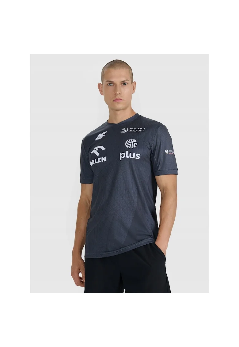 Tricou sportiv barbat,  colectia echipei nationale de volei a Poloniei, negru, material sintetic, uscare rapida, ventilatie