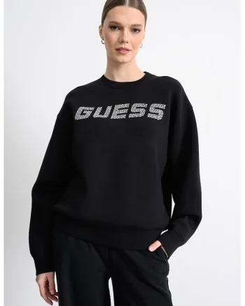 Bluza de trening cu croiala lejera si decorata cu logo, Negru/Argintiu