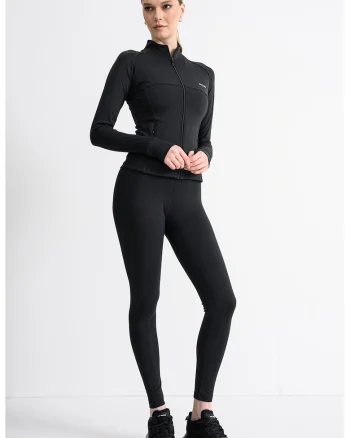 Bluza de trening cu logo si fermoar, Negru