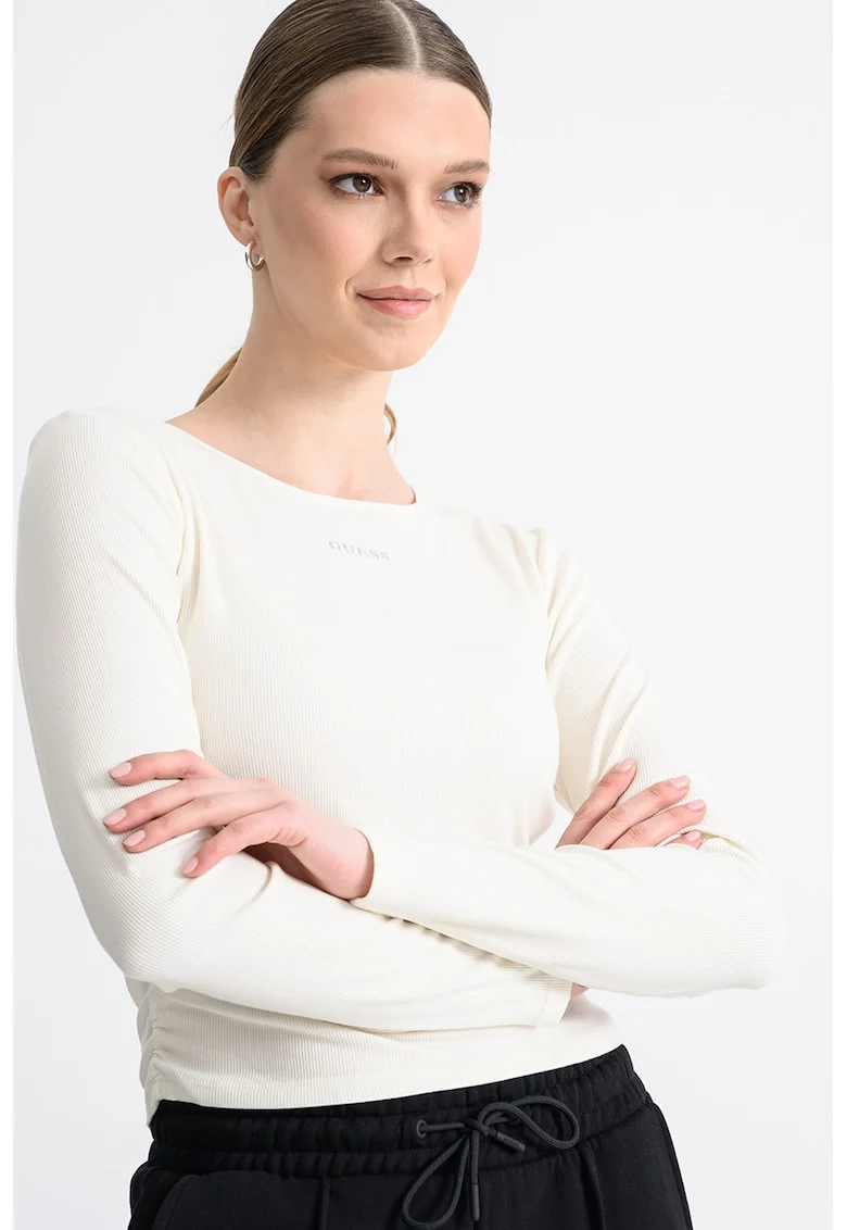 Bluza slim-fit cu logo, Crem
