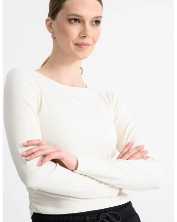 Bluza slim-fit cu logo, Crem