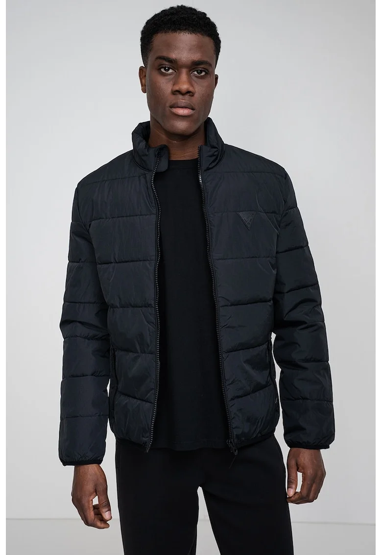 Jacheta regular-fit cu fermoar, Negru