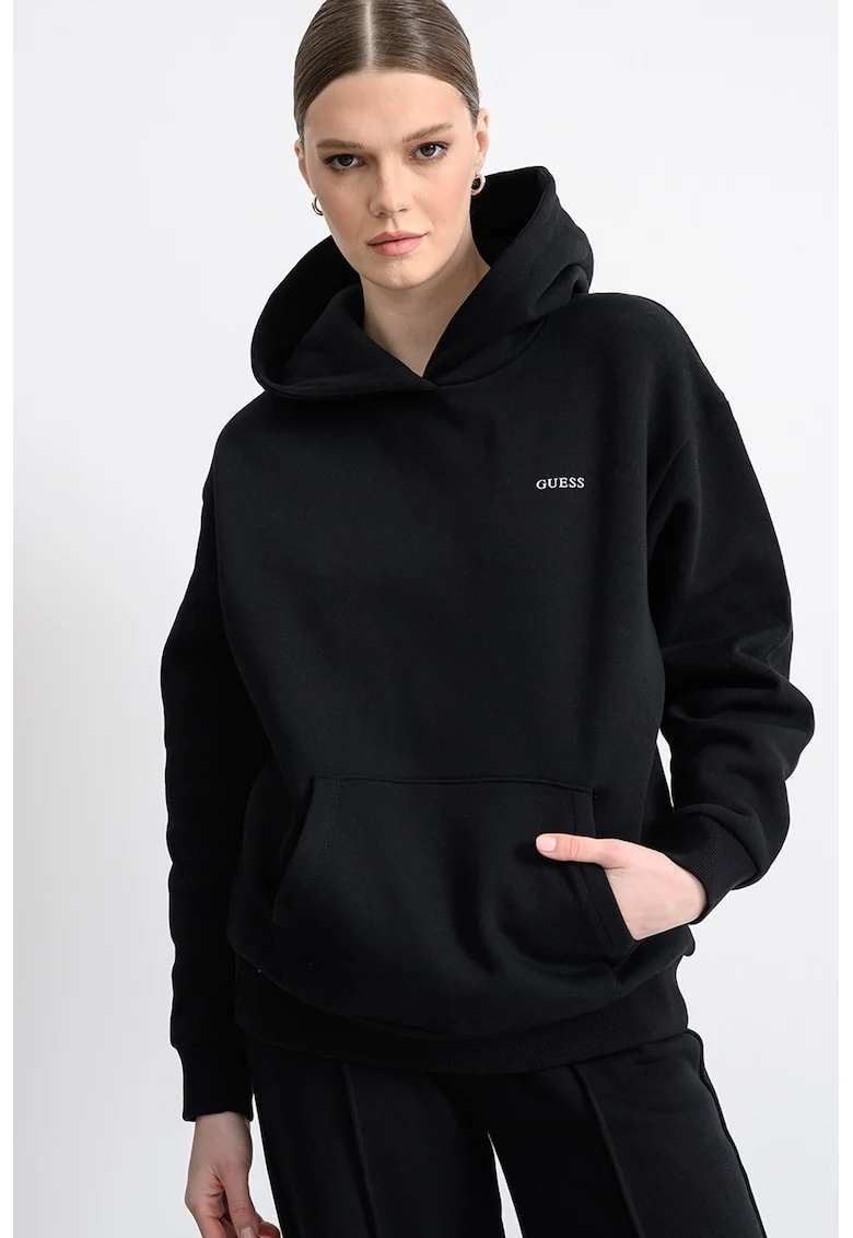 Hanorac din amestec de bumbac, pentru fitness, Negru