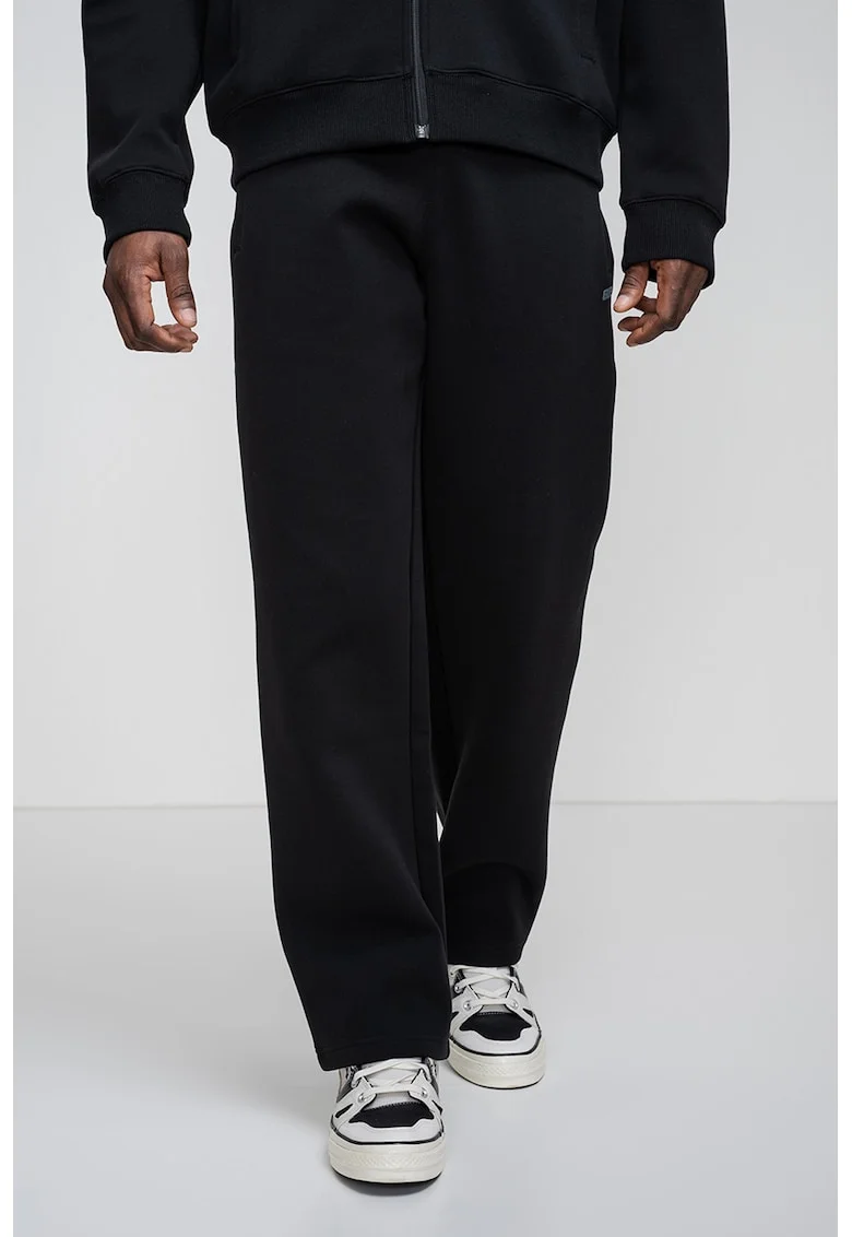 Pantaloni de trening cu snururi, pentru fitness, Negru