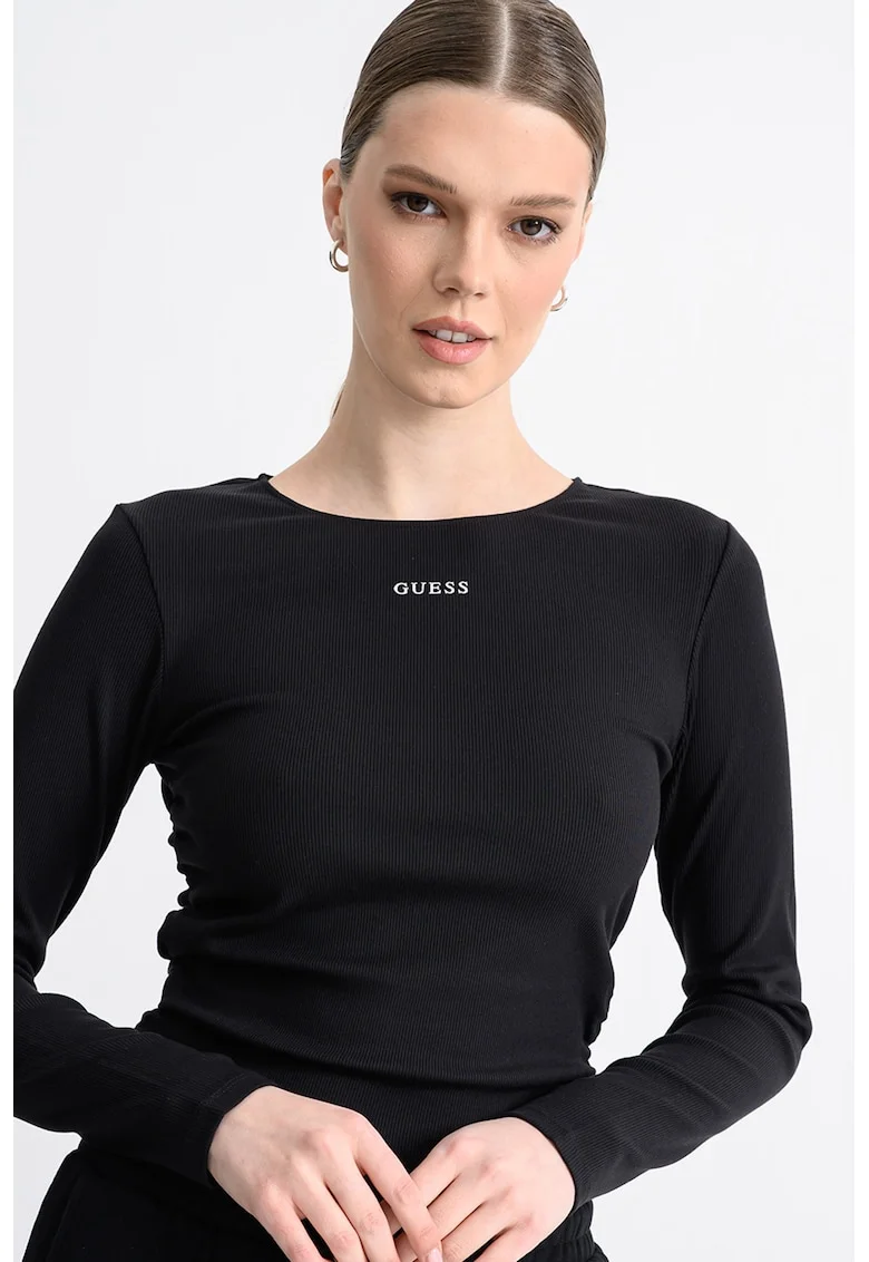 Bluza slim-fit cu logo, Negru