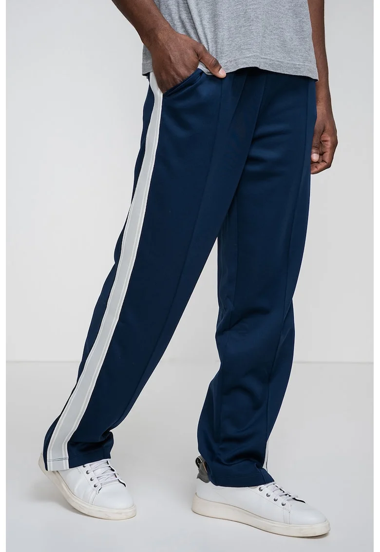Pantaloni de trening cu snururi, pentru fitness, Albastru inchis/Gri cenusiu