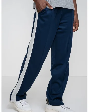Pantaloni de trening cu snururi, pentru fitness, Albastru inchis/Gri cenusiu