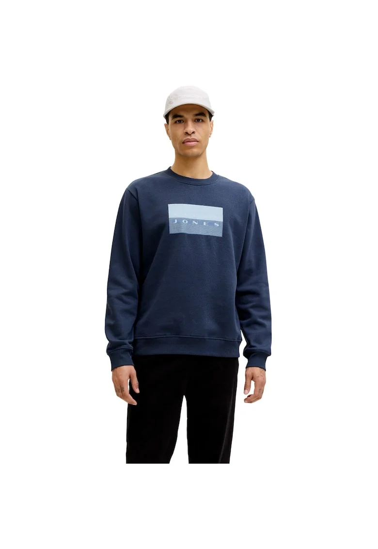 Bluza JACK &JONES Fusion Graphic Sweat Crew 54390, Albastru inchis