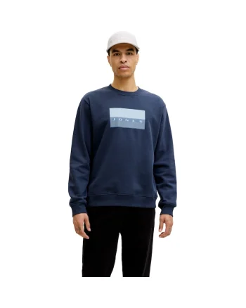Bluza JACK &JONES Fusion Graphic Sweat Crew 54390, Albastru inchis