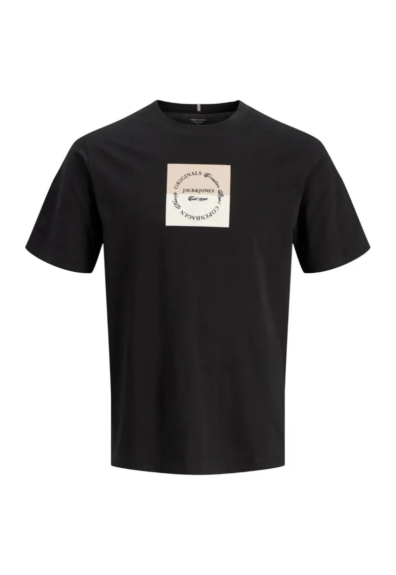 Tricou JACK &JONES Catskills Square Branding 54420, Negru