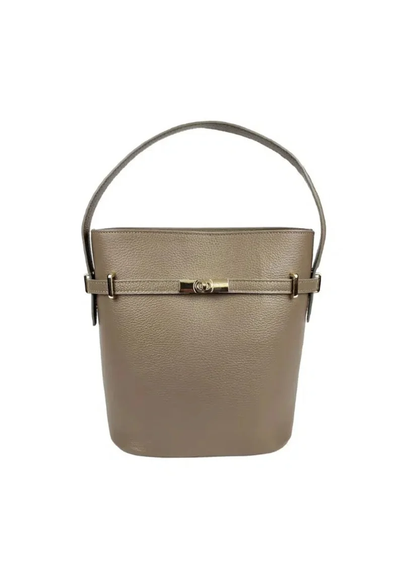 Geanta dama din piele naturala  Dionisa, Maro taupe, 28 x 27 x 16 cm