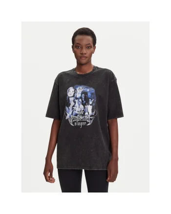 Tricou sport dama  negru, bumbac, cu imprimeu