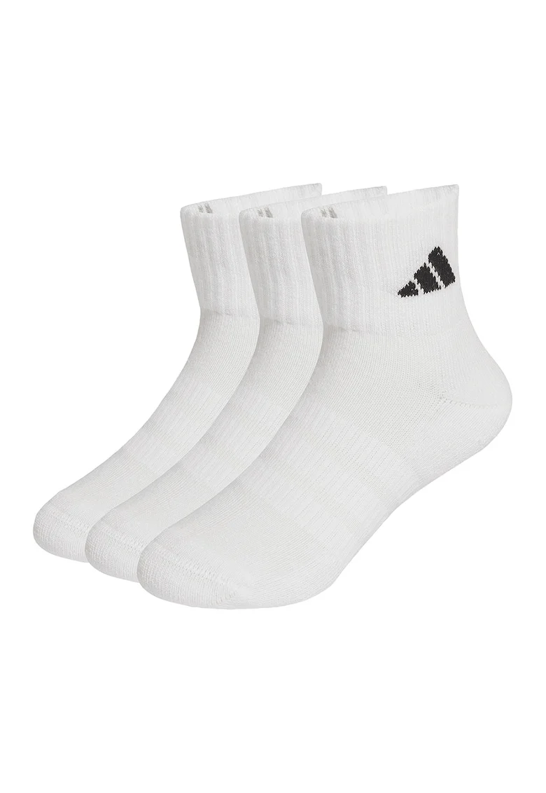 Set de sosete scurte cu talpa dubla - 3 perechi, Alb/Negru