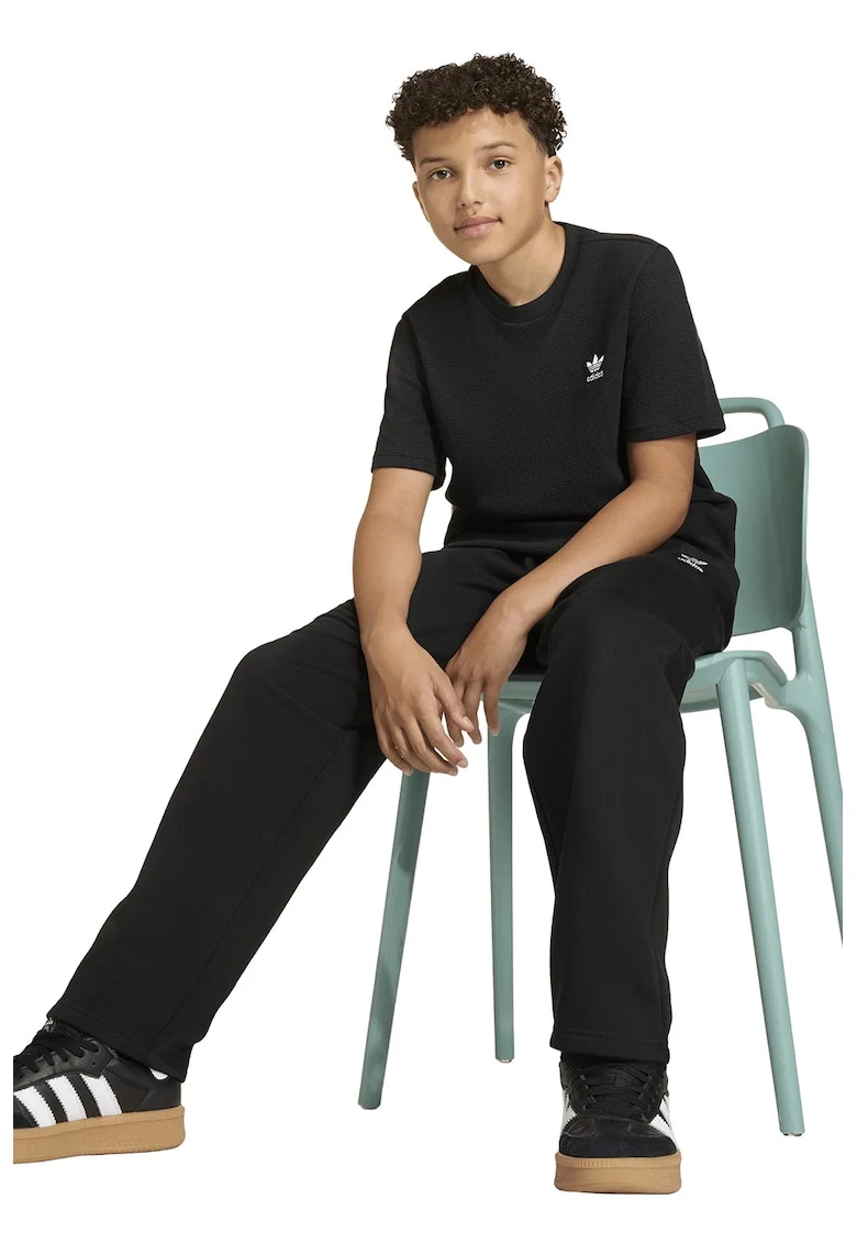 Pantaloni de trening drepti cu logo, Negru,