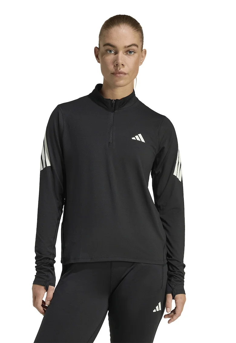 Bluza cu fenta cu fermoar pentru alergare Adi365, Alb, Negru,
