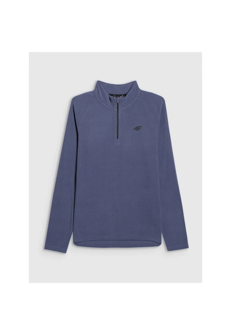 Hanorac sport  fleece termoactiv, pentru barbati, guler inalt, croiala slim, Bleumarin