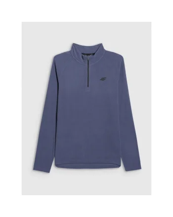 Hanorac sport  fleece termoactiv, pentru barbati, guler inalt, croiala slim, Bleumarin