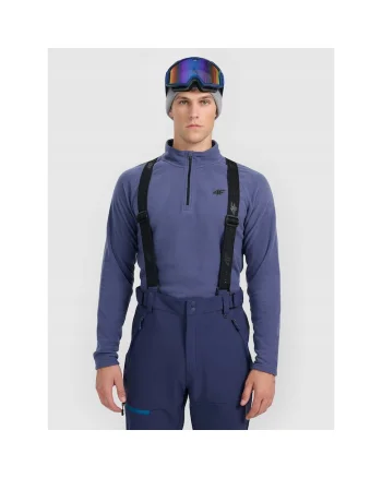 Hanorac sport  fleece termoactiv, pentru barbati, guler inalt, croiala slim, Albastru