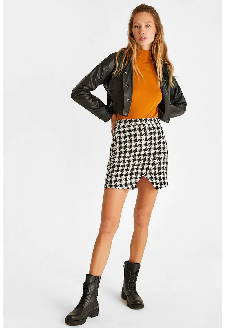 Jacheta crop din piele ecologica, Negru