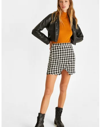 Jacheta crop din piele ecologica, Negru