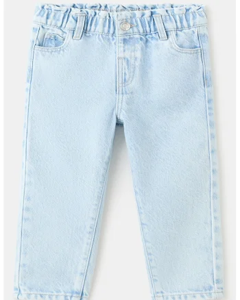 Blugi cu croiala dreapta si talie elastica, Albastru pastel