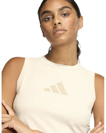 Top crop cu imprimeu logo, Crem