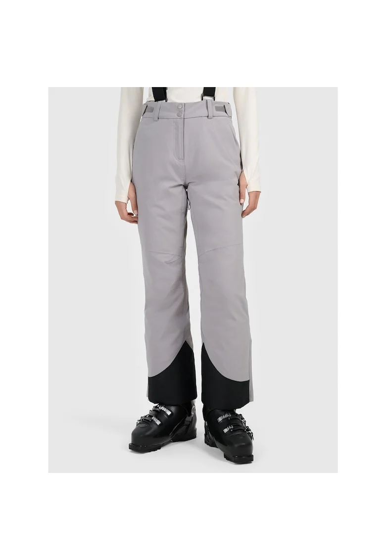 Pantaloni schi dama  gri, membrana 10000, talie reglabila, bretele detasabile