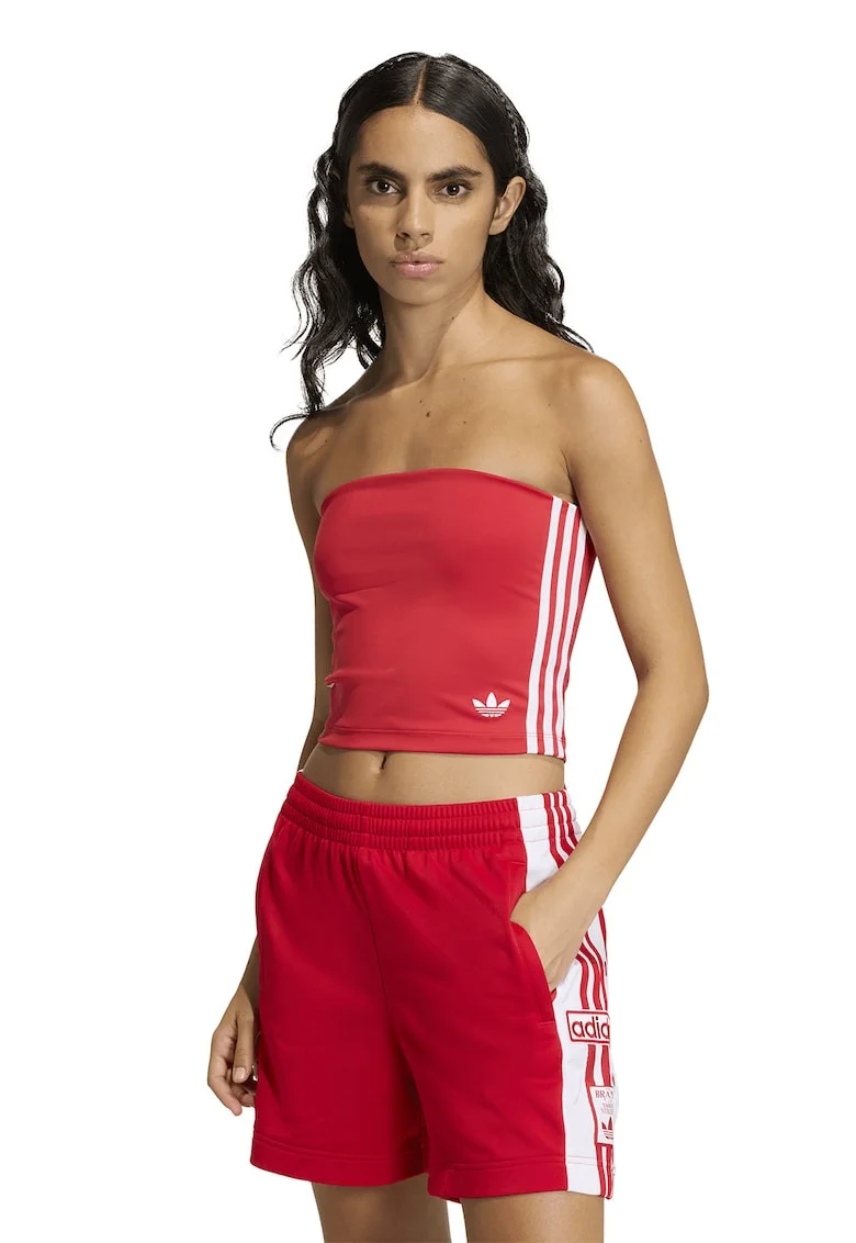 Top crop fara bretele 3S, Rosu vermillion
