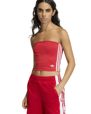 Top crop fara bretele 3S, Rosu vermillion