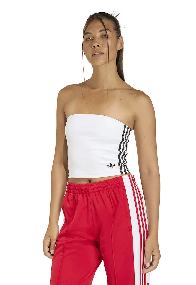 Top crop fara bretele 3S, Alb optic